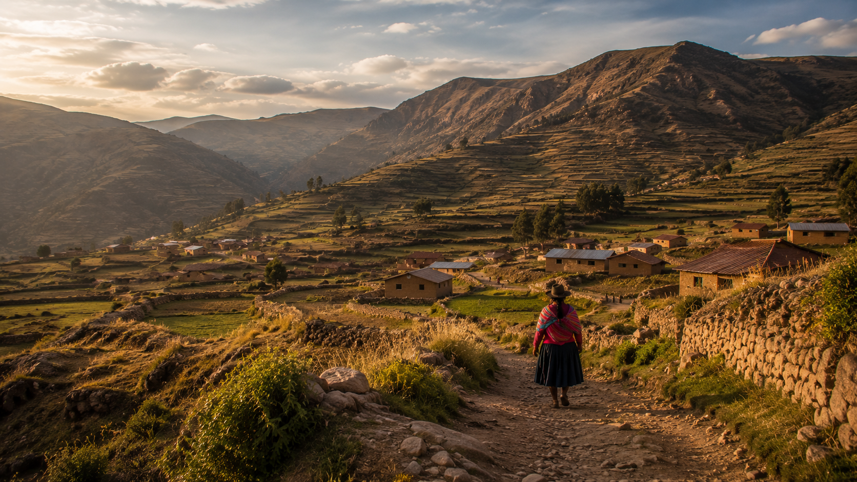 Andean landscape with rural communities in Peru